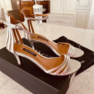 Womens Strappy Sandals 7M Kay Unger Silver Kid Leather Basque EX COND ($360)